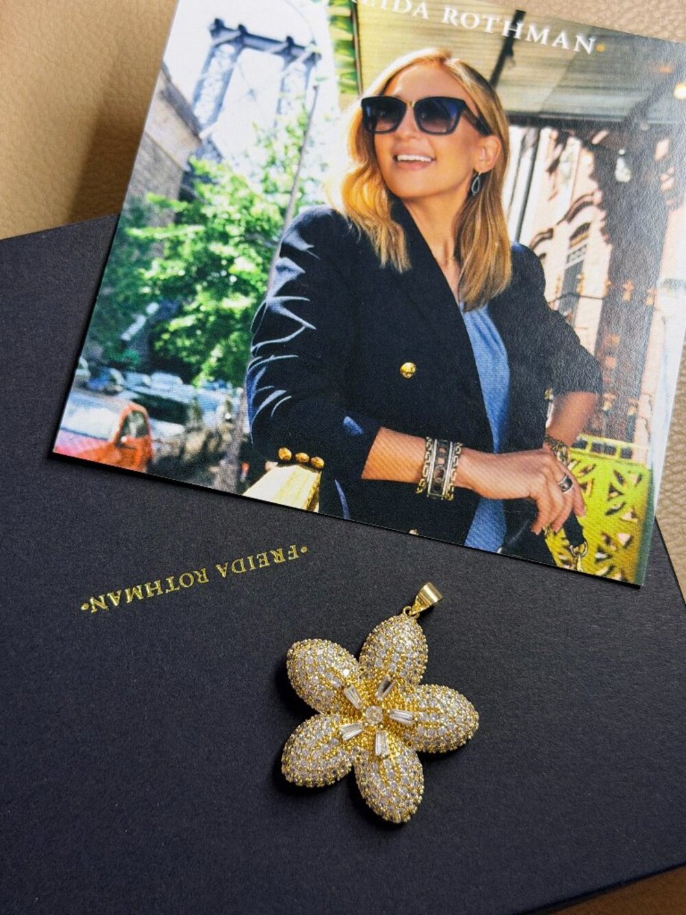 FREIDA ROTHMAN VAULT - Gold Flower with Paves